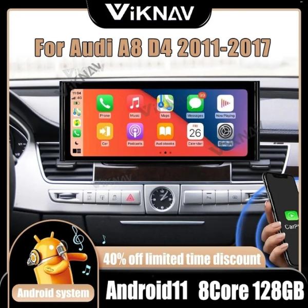 12.3-дюймовый Android Авто головной блок Для 2011-2017 Audi A8 D4 Навигация GPS Мультимедийный проигрыватель Беспроводной Carplay 4G BT