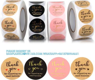 Thank You Round Stickers For Supporting My Small Business Adhesive Labels, 3-Color, 1inch 2000Pcs, 4 Rolls, Each Roll