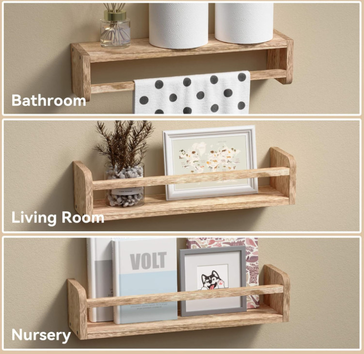 Set of 3 Simple yet Chic Kids Room Wall Mounted Nursery Bookshelf Wood Floating Shelves Kids Bedroom Toddler Room Decor