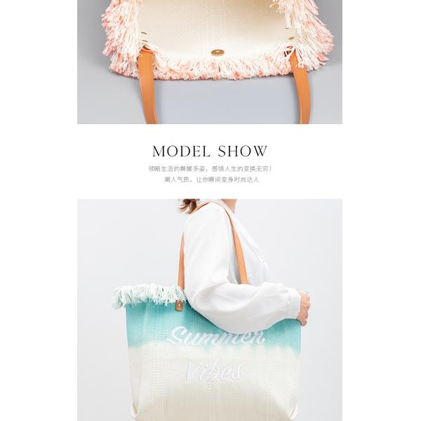 EMBROIDERED TOTE TASSEL DESIGN CANVAS BAG BRAIDED ALPHABET CANVAS UNDERARM NEW SHOULDER SUMMER HIGH CAPACITY WOMEN'S BAG