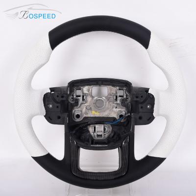 Carbon Fiber White Leather Range Rover Sport Steering Wheel Geometric Customization