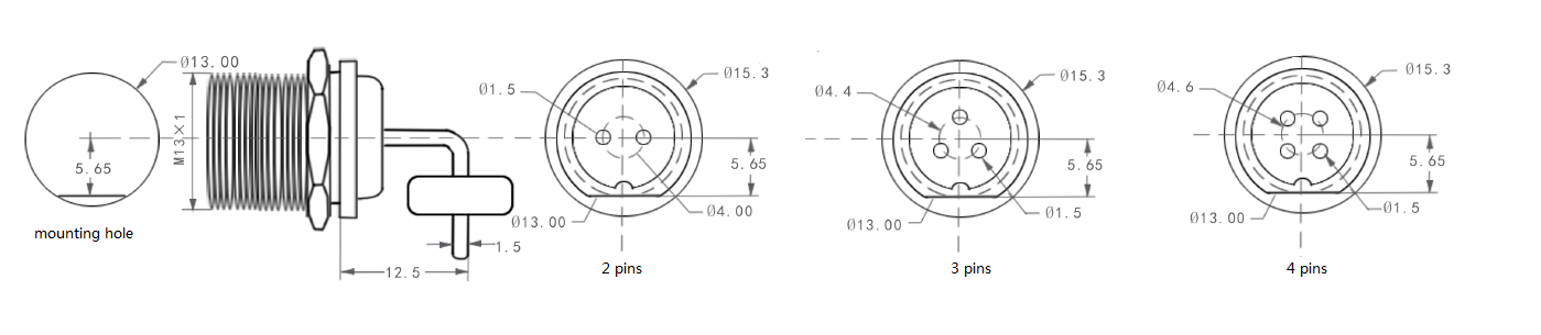 PCB 2~7 Pin сваривая соединитель авиации GX12 с прямоугольными штырями 3A 200V