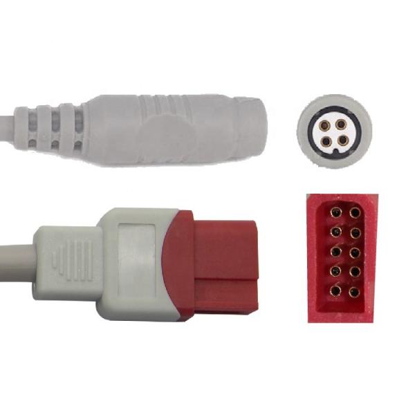 Medical Grey IBP Adapter Cable Compatible For Spacelabs 10 Pin To B.Braun Transducer