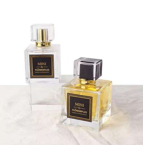 De alta qualidade Luxury Square Design 30ml 50ml Vidro Vazio Perfume Spray personalizado Botão com tampa
