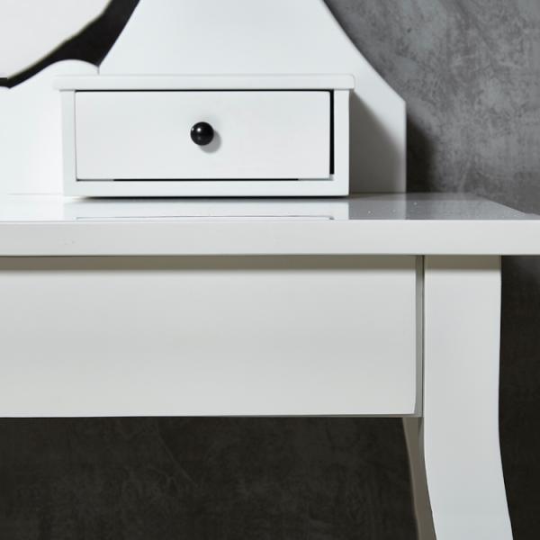 Noble White Solid Wood Tripod With Mirror 62.6INCH Bedroom Dressing Table