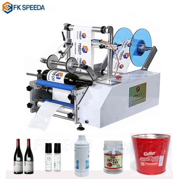 FK603 Model 25 bpm Semi-Automatic Wet Glue Labeling Machine for Glass/Plastic Bottles