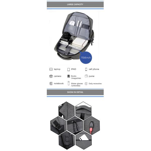 OEM ODM Portable 15.6 Inch Laptop Backpack Oxford smart work rucksack with USB