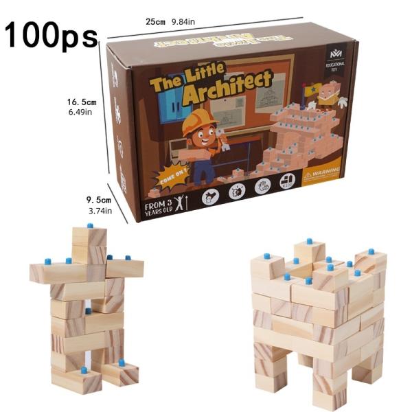 Natural Wooden Children's Early Education Creative Construction Building Bricks Block Puzzle Toys Kids Diy Assembly Set
