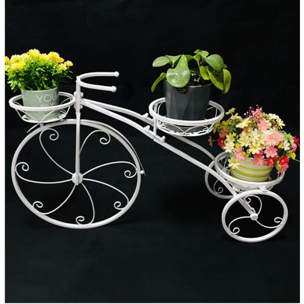 Anti Abrasion Outdoor Antique Bicycle Metal Flower Stand