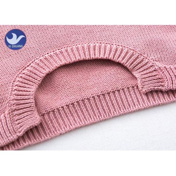 Scoop Welt Knit Girls Pullover Sweaters Crew Neck Long Sleeves Armhole Jumper