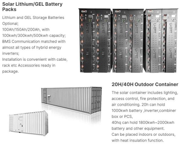 ESS 10 Years Life time Outdoor Battery Cabinet 1MWh 5MWh 10MWh 20ft 40ft Container Solar Battery Energy Storage System