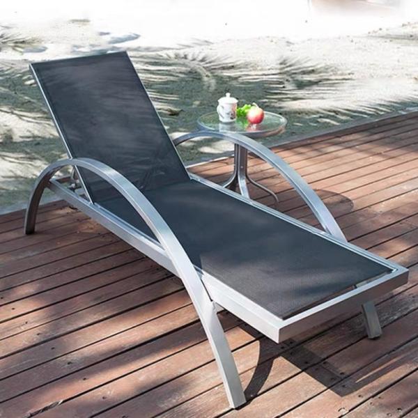 Outdoor Folding Chairs Bed With Pillow Customized Sturdy Adjustable Height Mesh Beach