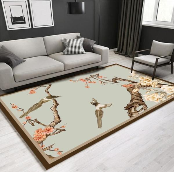 New Chinese Style Fresh Beautiful Flower Living Room Floor Carpets 9-12