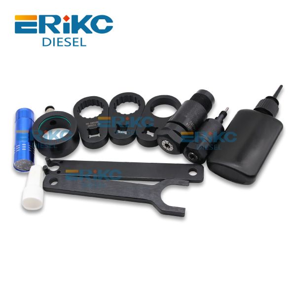 for Cumm-ins Diesel Common Rail Injector XPI 4307475 4327072 2872544 Oil Return Clamp Adaptor AHE Stroke Repair Tool Set Common Rail Injector Solenoid Valve Nozzle Cap Removal Disassemble Tools