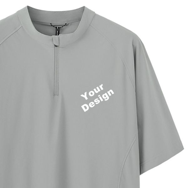 Men's Half Zip Raglan Cycling T-Shirt, Quick Dry Ice Feel Nylon Spandex Athletic Top, OEM Custom Logo & Private Label Service Available