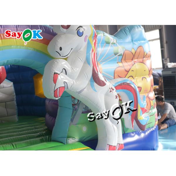 Chambre pleine d'entrain gonflable de bâche de glissière d'Unicorn Theme Kids Jumping Castle avec le ventilateur