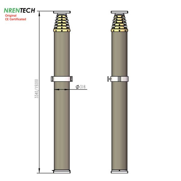 15m pneumatic telescopic mast 400kg payloads NR-3.4-15-400N-7S-160-316