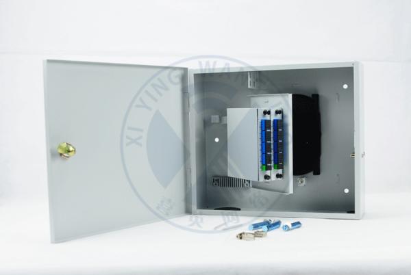 Indoor Cold rolled steel(SPCC)  Wall Mounted Fiber Optic Distribution Box with 2*1:8  PLC Port SC