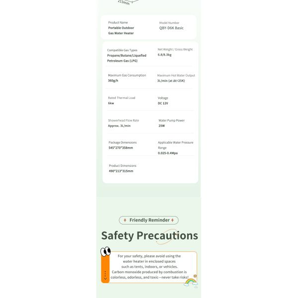 3L Outdoor Portable Water Heater Propane Outdoor Shower Heater For Horse Washing