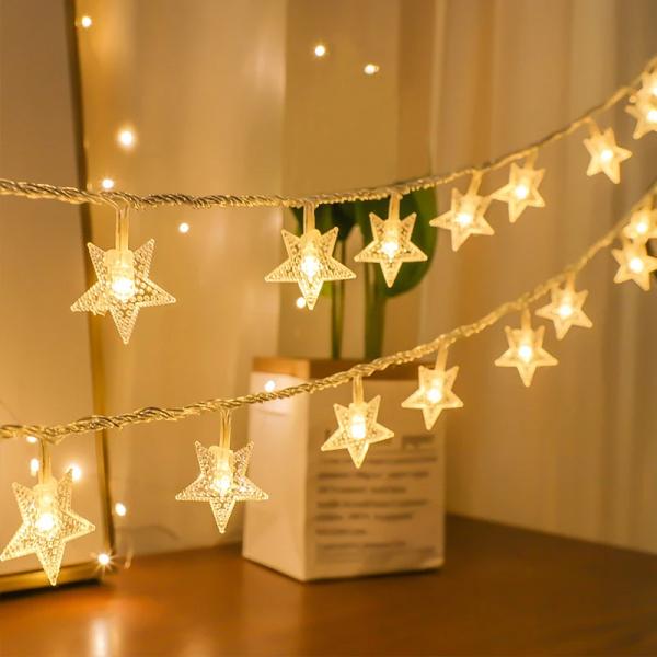 LED Star Fairy Lights Garland Curtain Lamp Remote Control USB String Wedding Decoration Lights Window Christmas Decorations