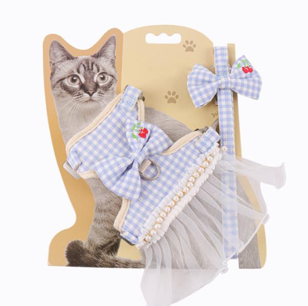 Cotton Adjustable Cat Collar Harness For Kitties Puppies Small Pets  Outdoor