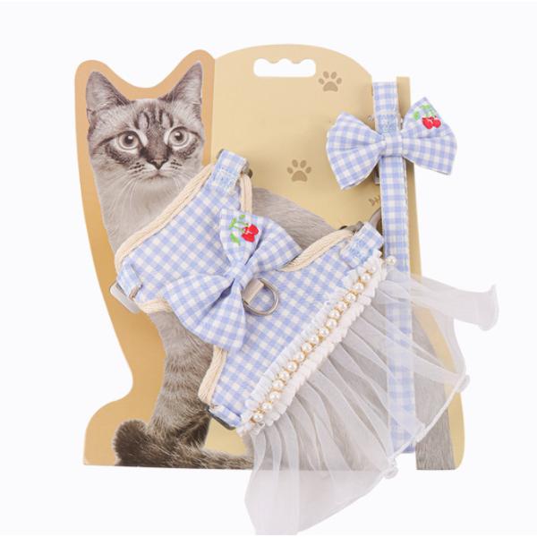 Cotton Adjustable Cat Collar Harness For Kitties Puppies Small Pets  Outdoor