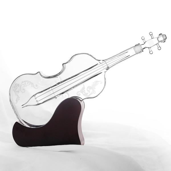 Графинчик вискиа творческой скрипки форменный винтажный, одностеночный стеклянный Карафе вина