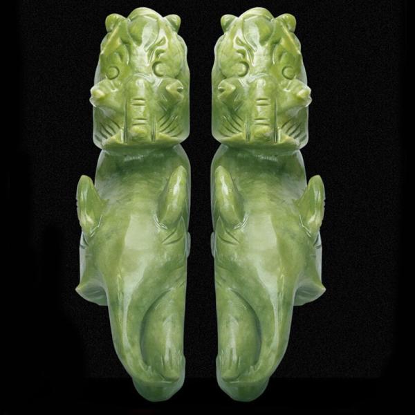Regional Feature Pair Of Natural Jade Pixiu Home Office Feng Shui Jade Carving Crafts Jade Ornaments Feng Shui Pixiu