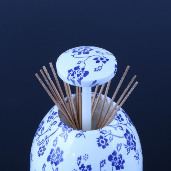 7.5x7.5cm Refillable Flowery Printed Plastic Toothpick Holder