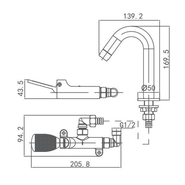 Stepped-on Basin Faucet Pedal Control Cold Water Mixer Tap Chrome Washroom Factory Supply