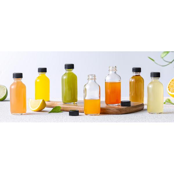 Small Clear Glass Bottles With Lids Boston Sample Bottles for Potion, Juice, Wellness, Ginger Shots, Whiskey, Liquids