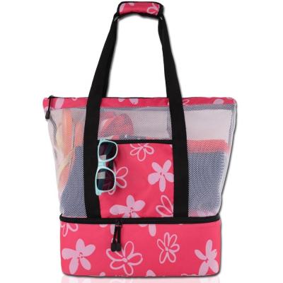 Embroidered Net Shopping Bag , String Net Bags Floral Printed Machine Washable