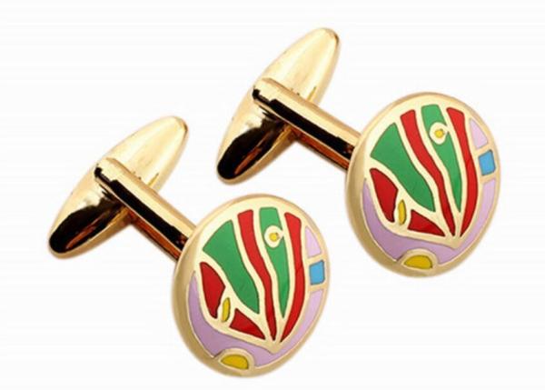 Gold plated enamel cufflinks geometric metal custom men's shirt cuff links