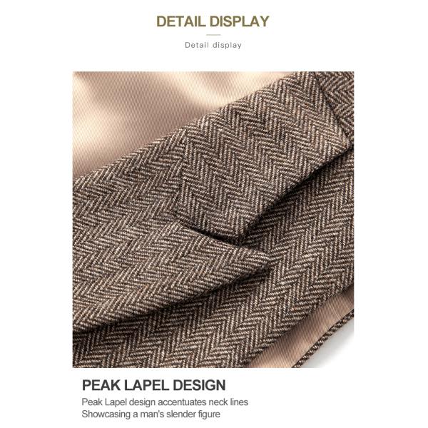 Chaleco de traje rayado formal para el grupo de novios en longitud regular y cuello mandarín