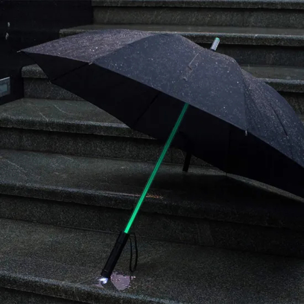 46 Inch 8 Ribs Luminous Umbrella With Built In Flashlight 210T Pongee Canopy Umbrella