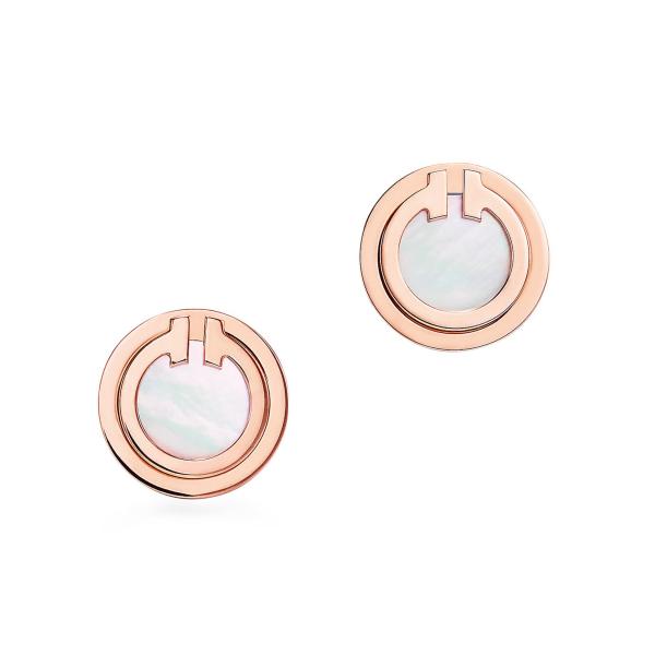 2.37g Rose Gold Mother Of Pearl Earrings , Mother Of Pearl Stud 9.65mm Size