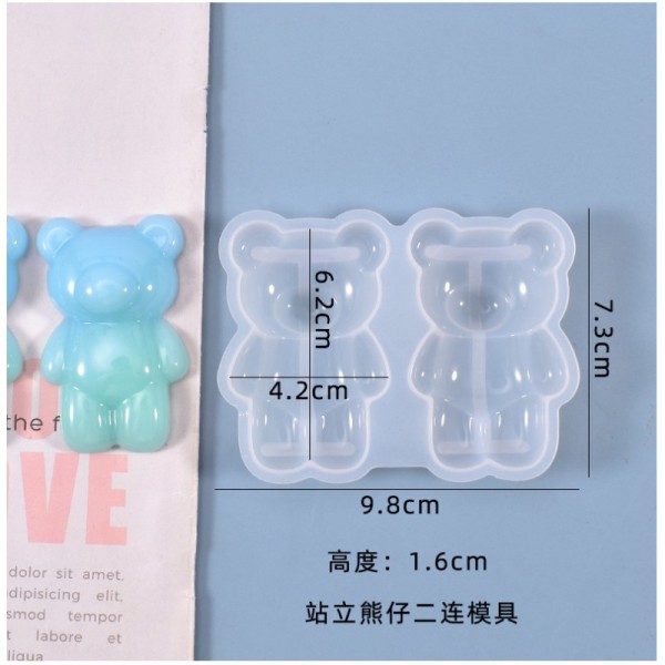 DIY crystal dropper mold, homemade teddy bear and doll cute three-dimensional table decoration silicone mold