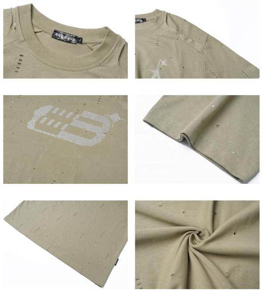 240Gsm de algodão camiseta glitter grande para homens patchwork manga Raglan
