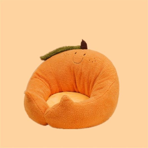 Cute Orange Short Plush Calming Dog Bed Anxiety Reducing Zoopollo
