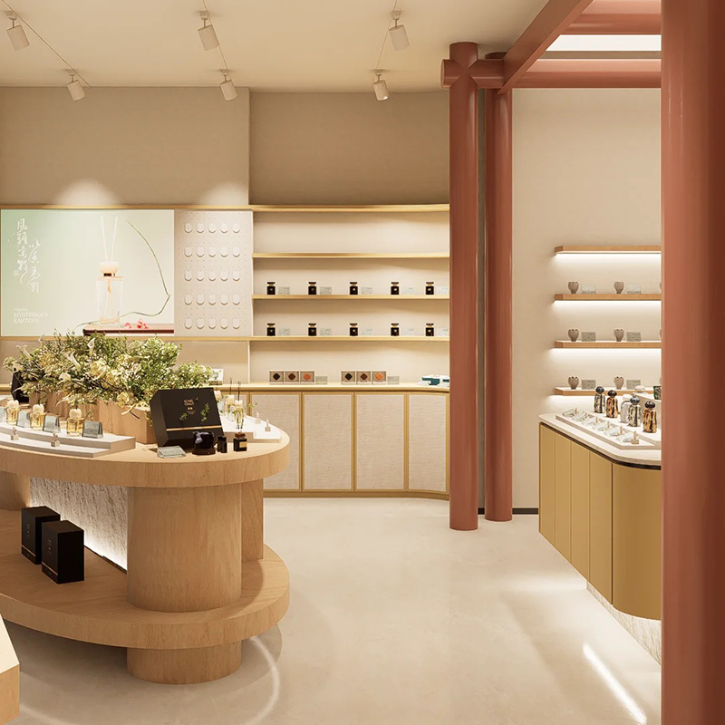 Full Set Perfume Display Cabinet Custom Oriental Fragrance Shop Fixtures