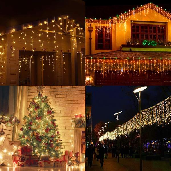 Thanksgiving Hanging LED Icicle lights Outdoor 800 LED 220V Warm White
