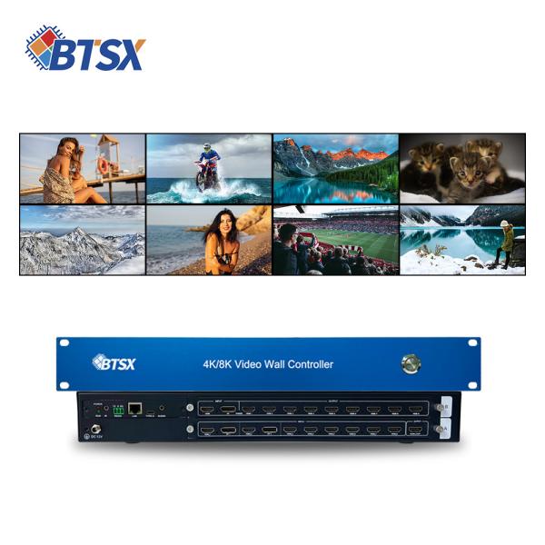 2x2 3x2 Video Wall Matrix Controller 4K60 8 in 9 Out Video Wall Controller Rs232 HDMI/DP Network Web Control