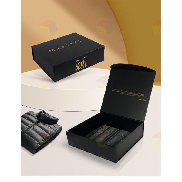 Luxury Custom Logo Black Magnetic Folding Heavy Oversize Hoodie Packaging Box Clothing