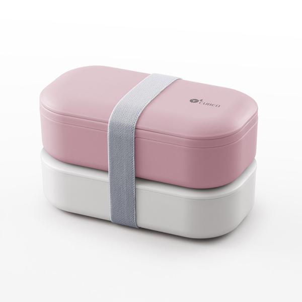Double Layer Food Container 1200ml with Cutlery and Movable Divider BPA-Free Tiffin Bag