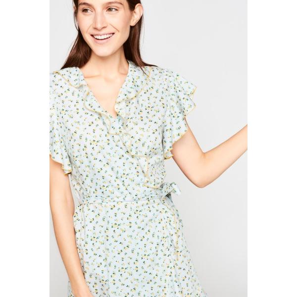 Ladies Mini Dress Floral Wrap Dresses Cotton For woman