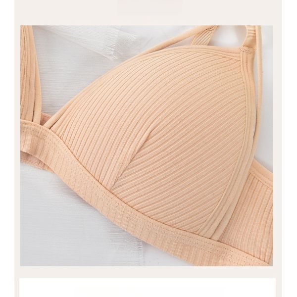 Wholesale High Quality New Fashion Bra With Thong Panty Set Cotton Quality Breathable Wire-Free Pad Adjusted Straps Bra