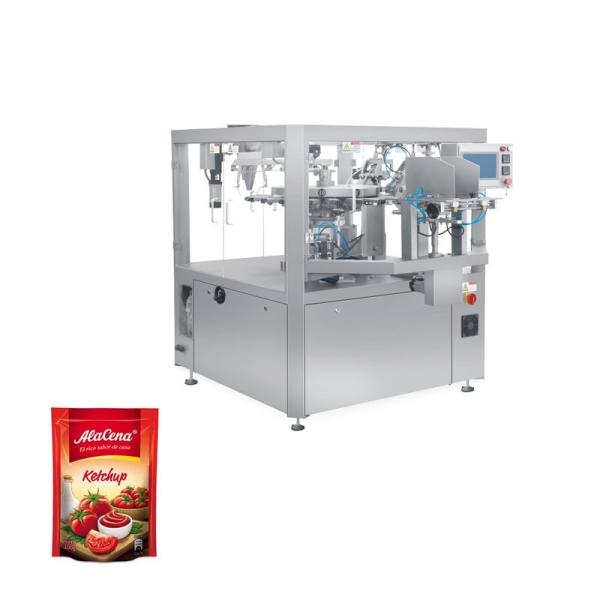 Stainless Steel 304 Liquid Zipper Pouch Packing Machine with Anti Drip Nozzle and 70 bags/min Speed for Stand Up Doypack Filler