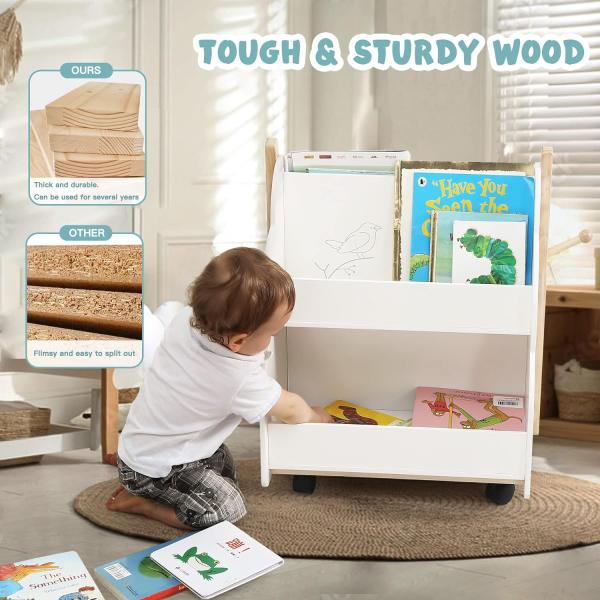 Functional Design Multifunction Wooden Book Rack for Children's Books