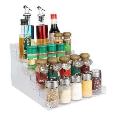 5Tier Spice Acrylic Shelf Organizer For Kitchen Cabinets Easy Snap Tool Free Installation