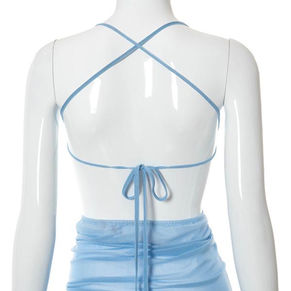 Solid Color Womens Party Maxi Dresses Hollow Sling Lace High Slit